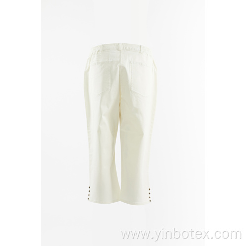 Cotton woven cropped trousers